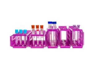 Clinical 4-way tube rack, purple