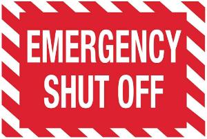 ZING Green Safety Eco Safety Sign, Emergency Shut Off