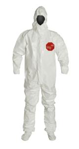 DuPont Tychem 4000 Coveralls with Respirator Hood and Attached Socks