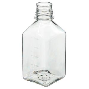 PETG square media bottles without closure sterile, shrink-wrapped trays