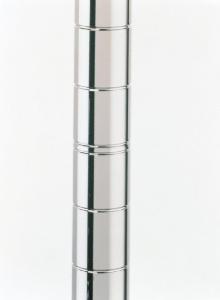 Siteselect mobile-ready industrial wire shelving post, polished stainless steel