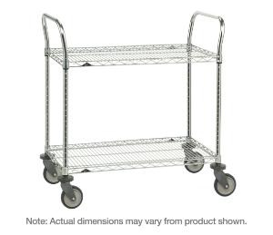 Sp series utility cart with 2 stainless steel wire shelves