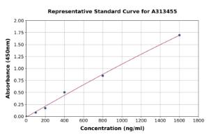 Representative standard curve for mouse Hepcidin ELISA kit (A313455)