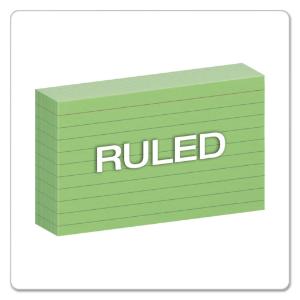 Card index ruled, green