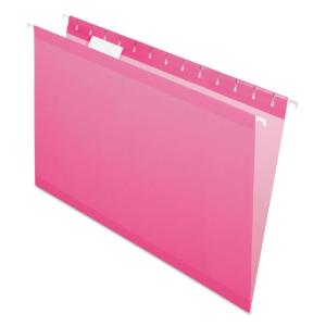 Hanging file folders, kraft, legal, pink, 25/box