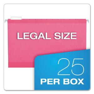 Hanging file folders, kraft, legal, pink, 25/box