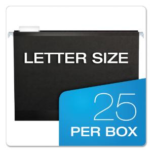 Hanging file folders, kraft, letter, black, 25/box