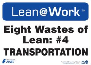 ZING Green Safety Lean at Work Sign, Eight Wastes Transport