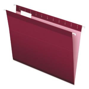 Hanging folders, kraft, letter, burgundy, 25/box