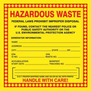 Shipping Label with Generator Information 'Hazardous Waste', New Pig