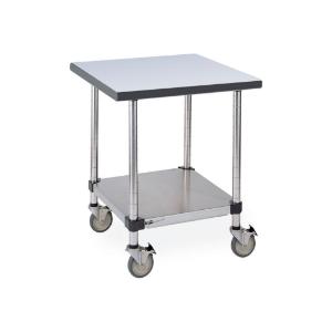 Lts30pg stationary stainless worktable with gray phenolic top and solid hd shelf