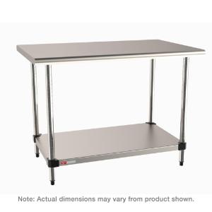Stationary stainless worktable with stainless island top and solid hd shelf