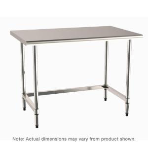 Stationary stainless worktable with stainless island top and 3-sided frame
