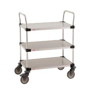 Super erecta lab utility cart with 3 stainless steel solid shelves