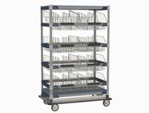 Iv transport/storage sloped basket cart with top shelf