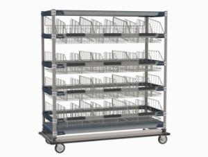 Iv transport/storage sloped basket cart with top shelf