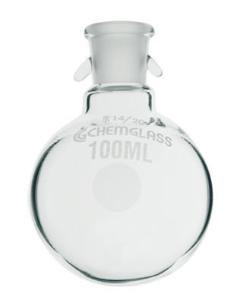 Flasks, Heavy Wall, Round Bottom, Single Neck With Hooks, Chemglass