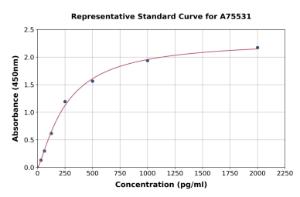 Representative standard curve for Mouse IL-24 ELISA kit (A75531)