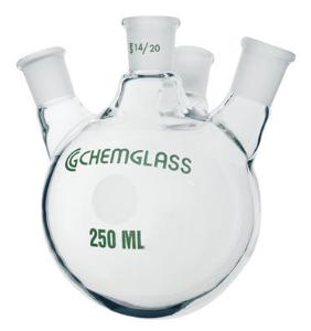 Flasks, Heavy Wall, Round Bottom, 4-Necks, Chemglass