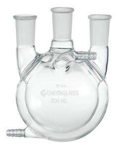 Flasks, Heavy Wall, Round Bottom with Three Necks, Jacketed, Chemglass