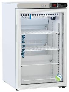 Undercounter pharmacy refrigerator, freestanding with glass door