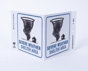 ZING Green Safety Eco Safety Projecting Sign, Severe Weather Shelter