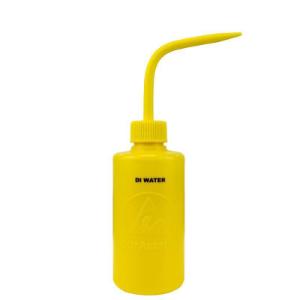 8 oz. yellow durAstatic® wash bottle, printed 'DI WATER'