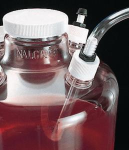 Nalgene® Closures with Barbed Bulkhead Fittings, White PP, Thermo Scientific