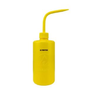 16 oz. yellow durAstatic® wash bottle, printed 'DI WATER'