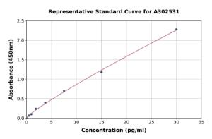 Representative standard curve for Human IL-6 ELISA kit (A302531)