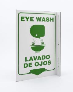 ZING Green Safety Eco Safety Projecting Sign, EyeWash Bilingual