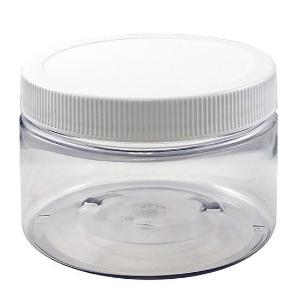 Jar with screw cap, clear plastic
