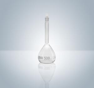 Volumetric Flasks with [ST] Glass Stopper, Class A, Serialized and Certified, Hirschmann