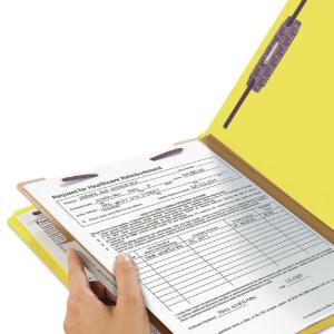 Four-section pressboard top tab classification folders with safeshield™ coated fastener
