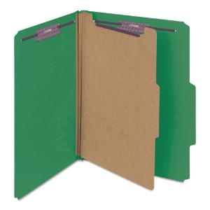Smead® Four-Section Pressboard Top Tab Classification Folders with SafeSHIELD™ Coated Fastener