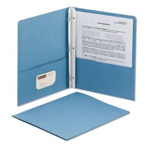 Smead® Heavyweight two-pocket portfolio with tang fasteners, blue