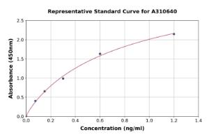 Representative standard curve for Mouse alpha 1 Fetoprotein ELISA kit (A310640)