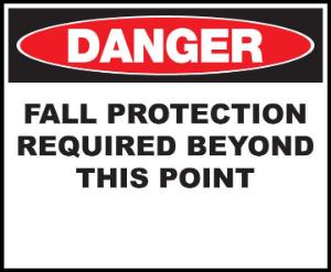ZING Green Safety Eco Safety Sign DANGER, Fall Protection Required Beyond This Point