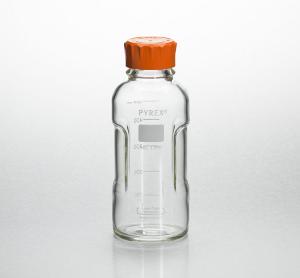 PYREX® Media Bottles, Wide Mouth, Graduated, with Plug Seal Screw Cap, Corning