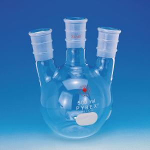 Flat-Bottom Three-Neck Flasks, Vertical Necks, Ace Glass