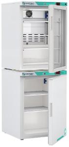White diamond glass door refrigerator and freezer combo unit (–40 °C)