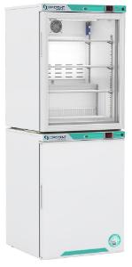 White diamond glass door refrigerator and freezer combo unit (–20 °C)
