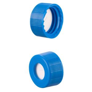 Caps 9 mm screw preslit sil/PTFE fitd blu