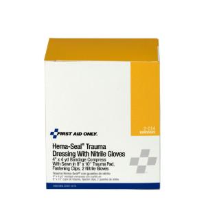 Hema-Seal Trauma Dressing with Nitrile Exam Gloves, First Aid Only