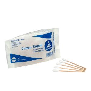 Cotton Tipped Applicators, 3" Wood Shaft, First Aid Only