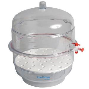 Vacuum desiccator with polycarbonate cover and base