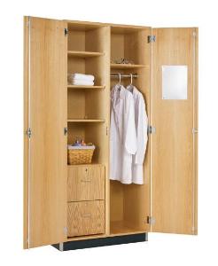 Tall Wardrobe Unit, Two Fixed and Three Adjustable Shelves