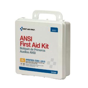 50 Person, 24 Unit First Aid Kit, Plastic, Weatherproof, ANSI A+, Type III, First Aid Only
