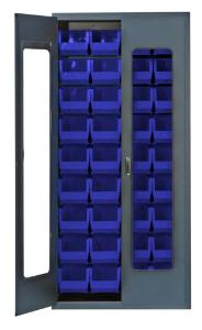 76017-066 - 36IN CLEAR DOOR CABINET W/ 36 BLUE BINS