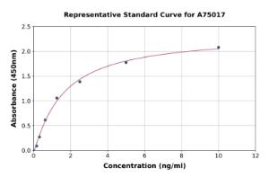 Representative standard curve for Human xCT ELISA kit (A75017)